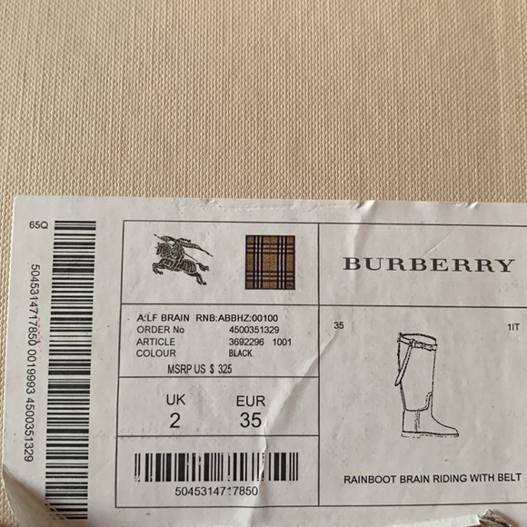 🏇New BURBERRY Rainboot Brain Riding with belt - Picture 9 of 9